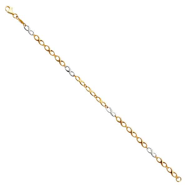 Fancy CZ Infinity Bracelet - 14k Two Tone Gold