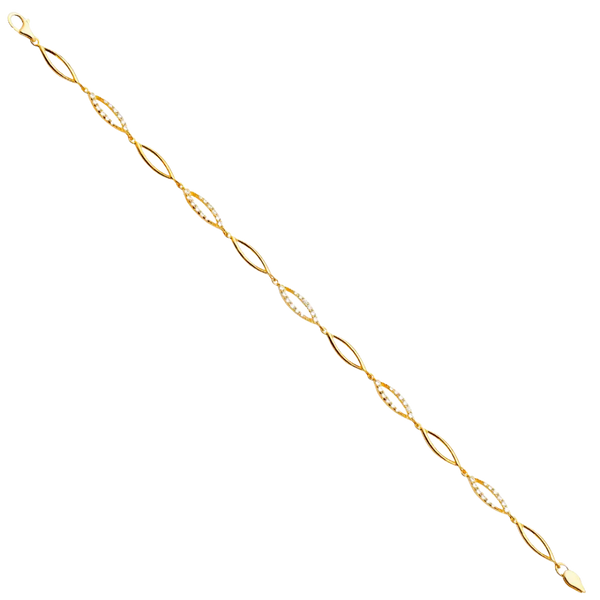 Fancy CZ Infinity Bracelet - 14k Yellow Gold