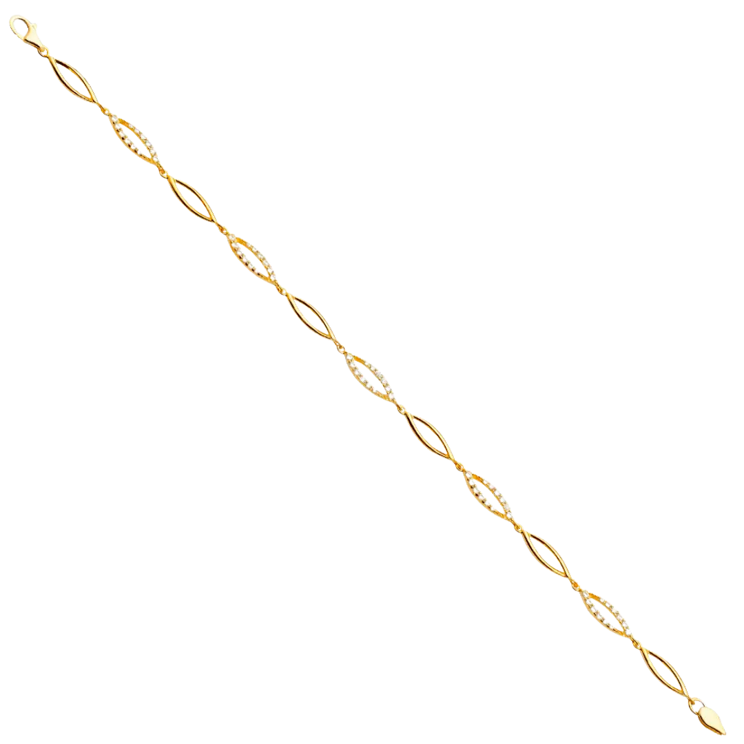 Fancy CZ Infinity Bracelet - 14k Yellow Gold