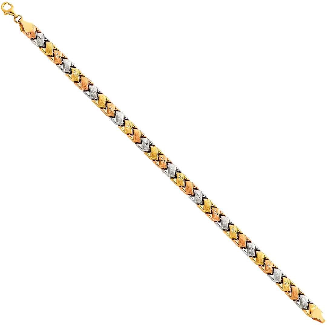 Light Stampato Bracelet - 14k Tri Color Gold