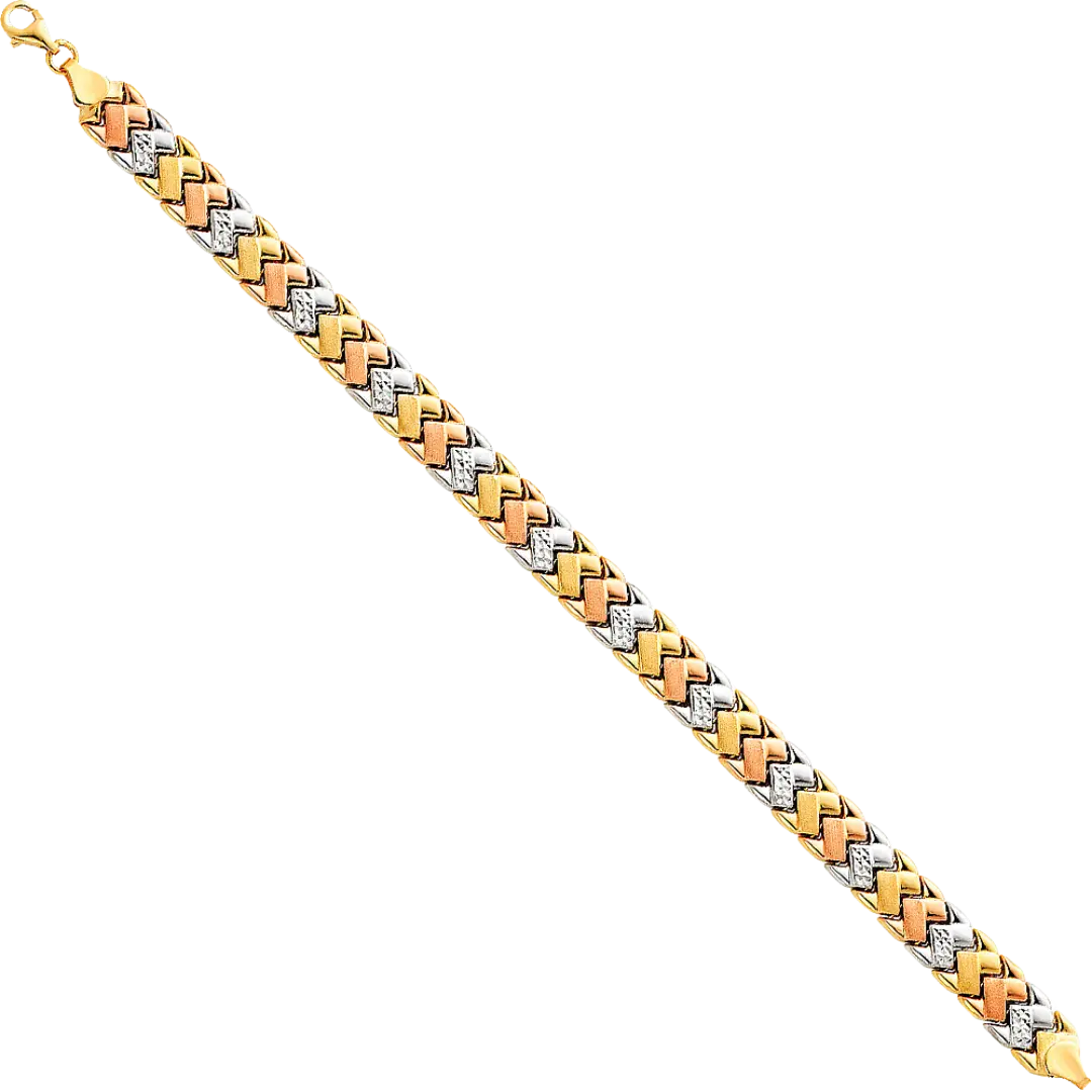 Light Stampato Bracelet - 14k Tri Color Gold