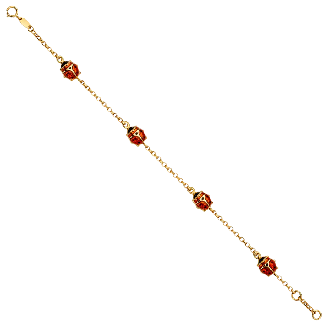 Lady Bug Bracelet - 14k Yellow Gold