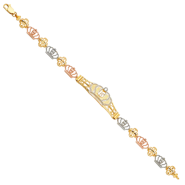 Quince Anos ID Bracelet - 14k Tri Color Gold