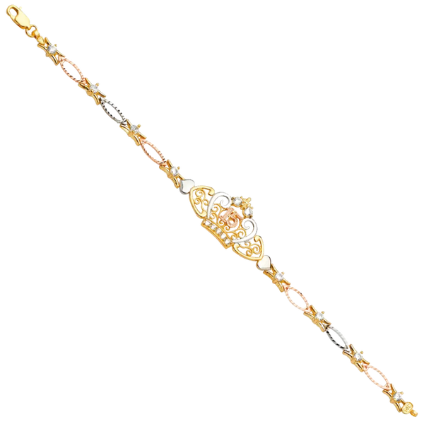 Quince Anos ID Bracelet - 14k Tri Color Gold