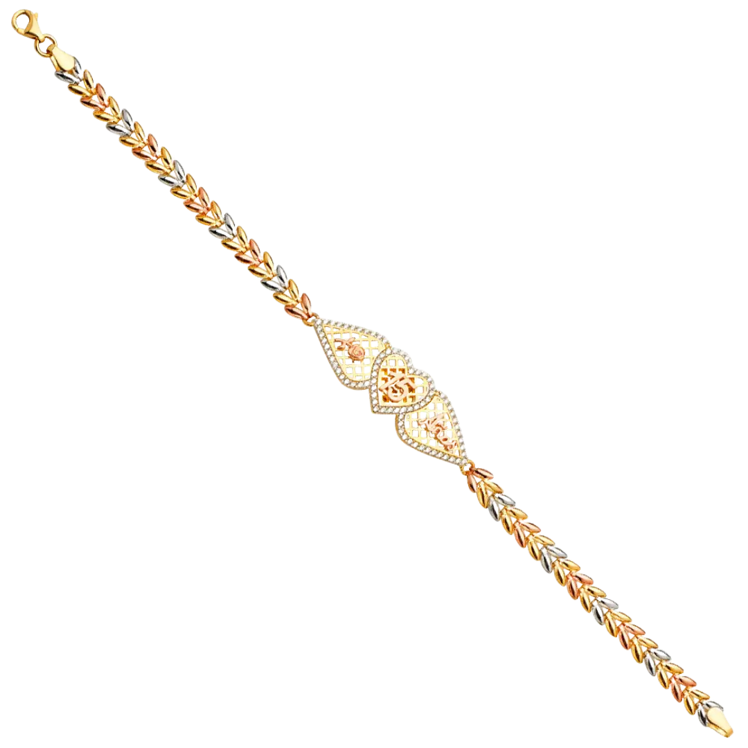 Quince Anos ID Bracelet - 14k Tri Color Gold