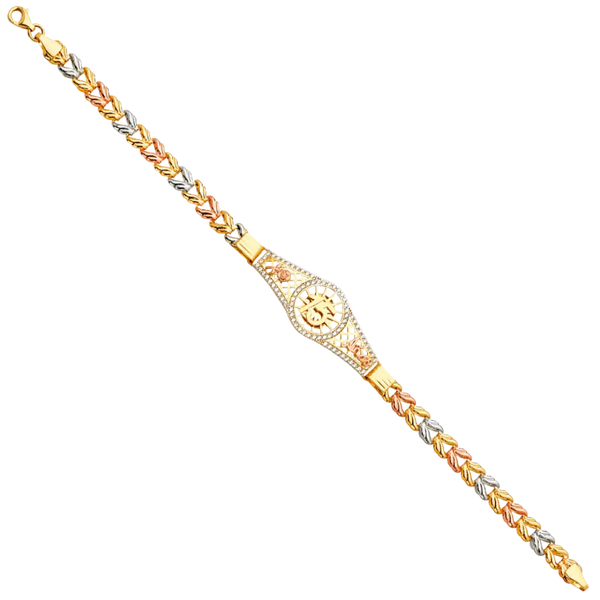 Quince Anos ID Bracelet - 14k Tri Color Gold