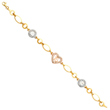 Quince Anos CZ Bracelet - 14k Tri Color Gold