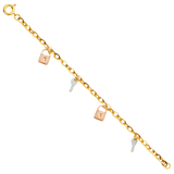 Key & Lock CZ Bracelet - 14k Tri Color Gold