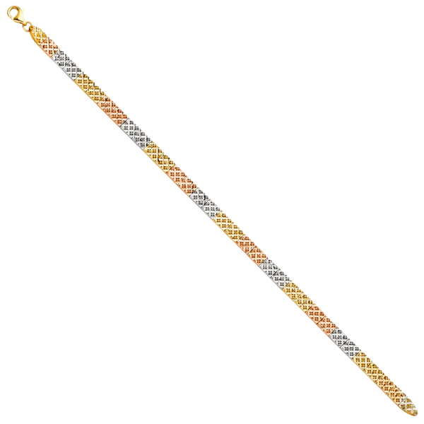 Crytal Cut Bracelet - 14k Tri Color Gold