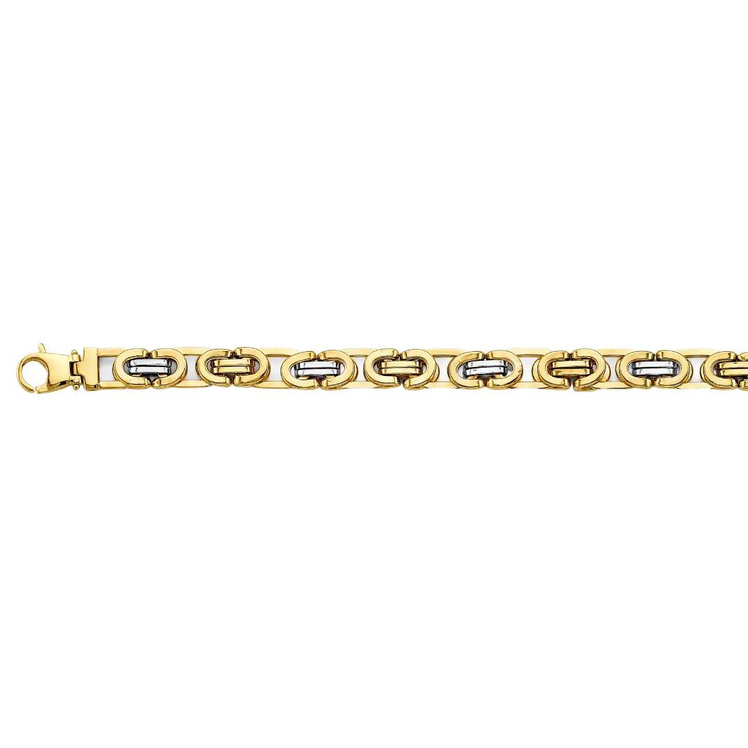 Fancy Men's Bracelet - 14k Two Tone Gold