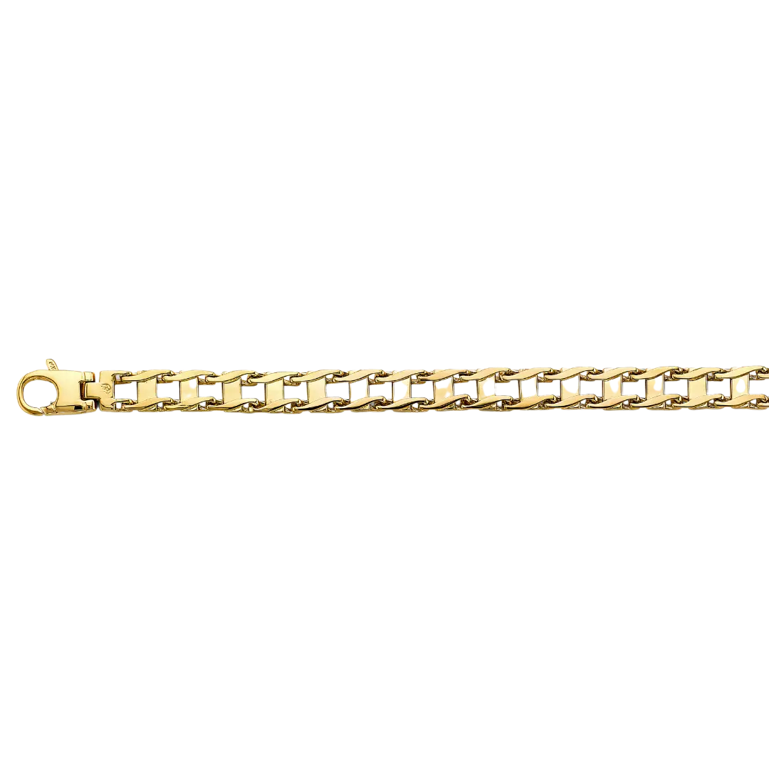 Fancy Rail Link Bracelet - 14k Yellow Gold