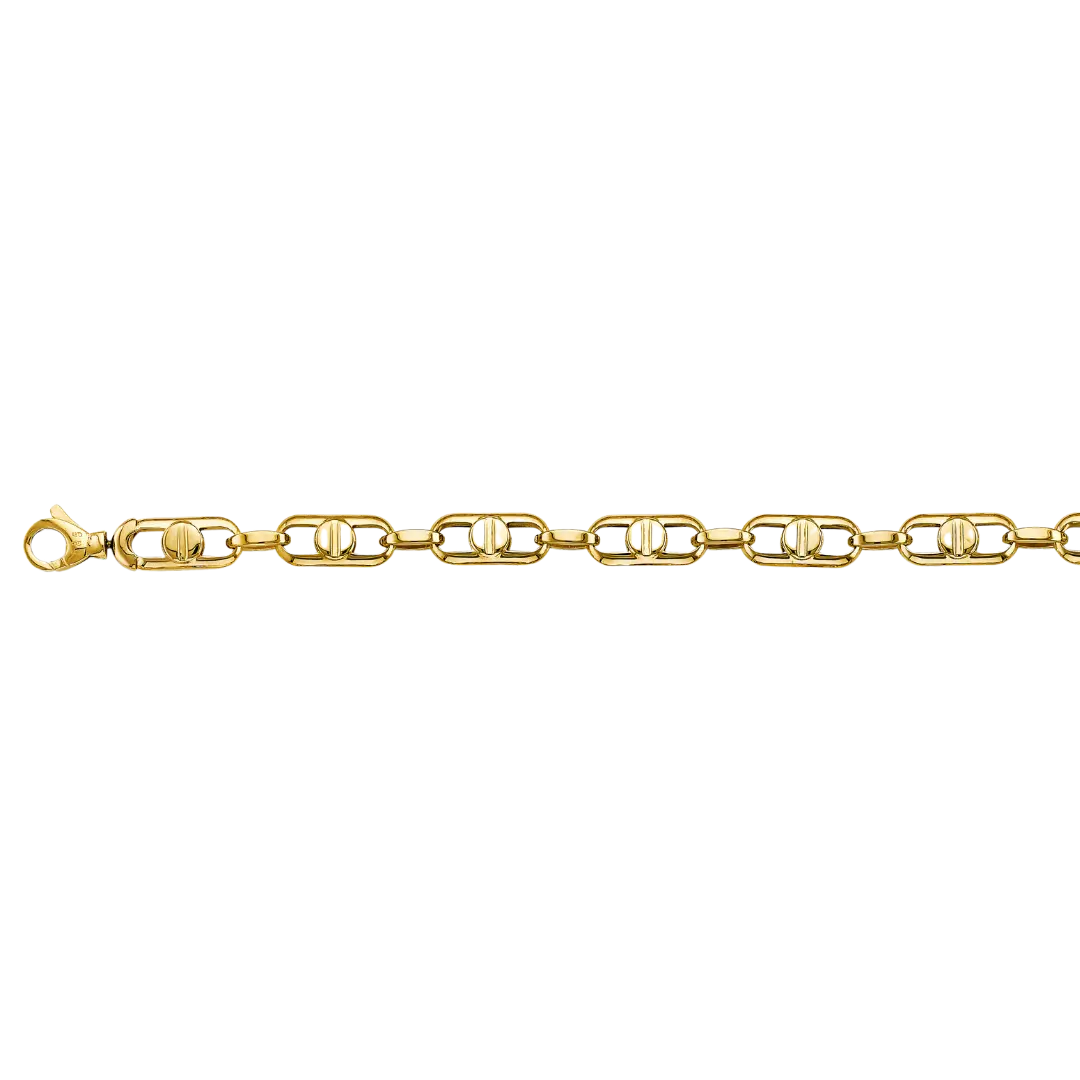 Fancy Screw Link Bracelet - 14k Yellow Gold