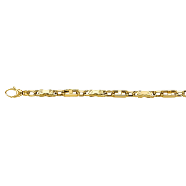 Fancy Screw Link Bracelet - 14k Yellow Gold