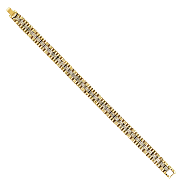 Fancy CZ Rolex Type Bracelet - 14k Yellow Gold