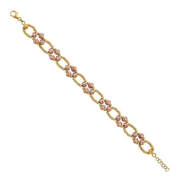 Fancy DC Ball Bracelet - 14k Two Tone Gold