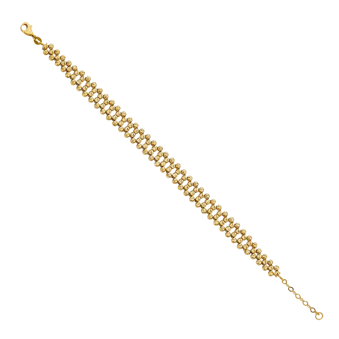 Fancy DC Ball Bracelet - 14k Yellow Gold