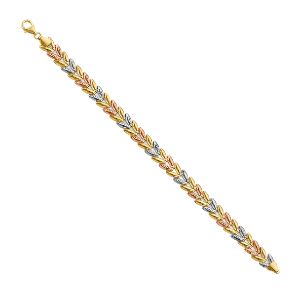 Fancy Hollow Bracelet - 14k Tri Color Gold