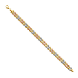 Fancy Hollow Bracelet - 14k Tri Color Gold