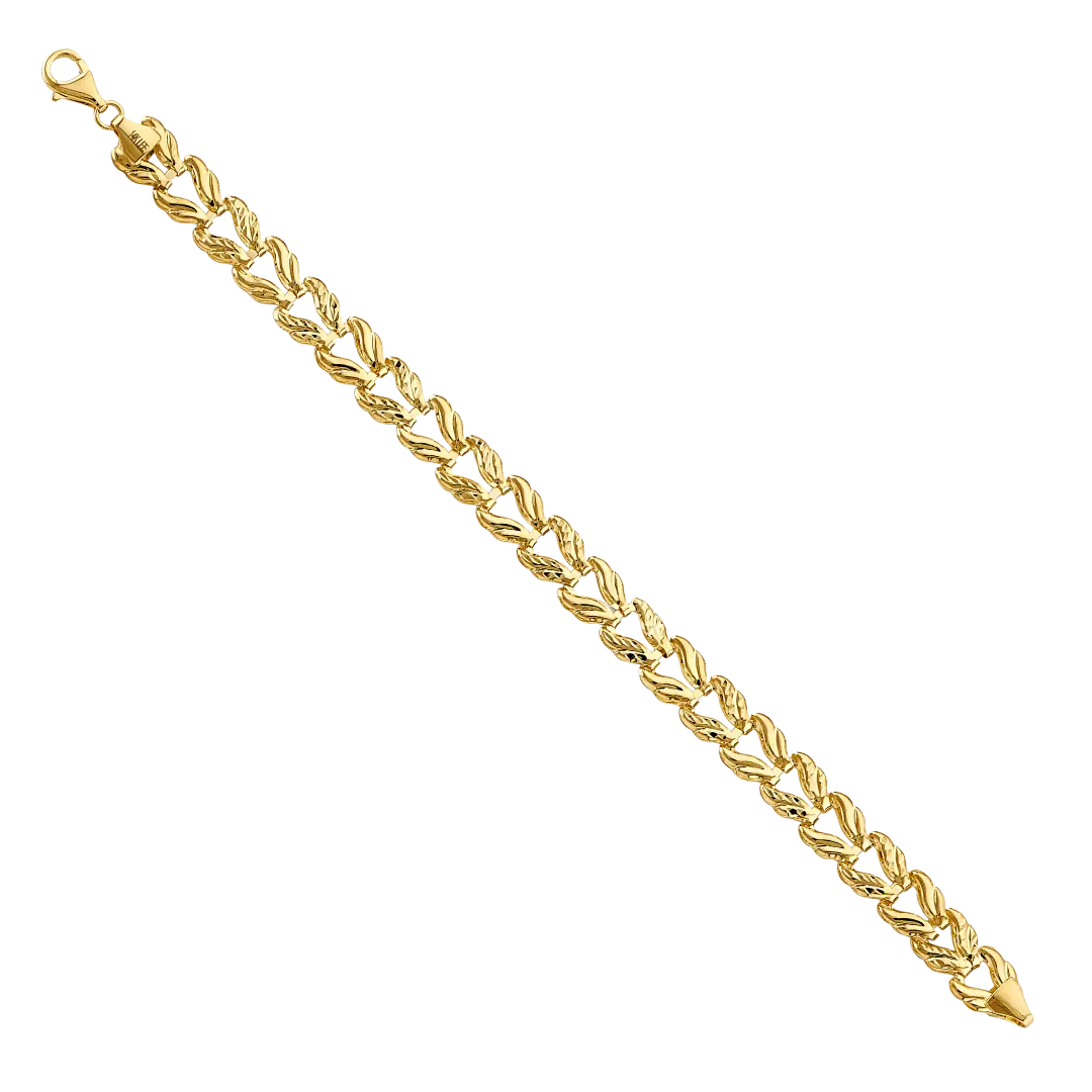 Fancy Hollow Bracelet - 14k Yellow Gold