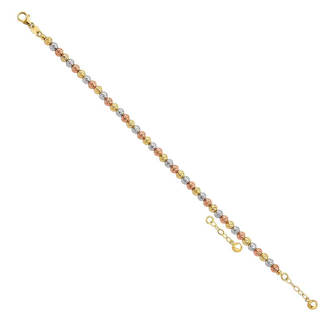 DC Ball Bracelet - 14k Tri Color Gold