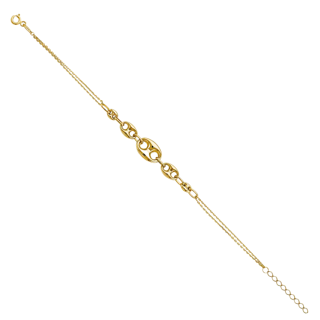 Center Gucci Puff Link Bracelet - 14k Yellow Gold