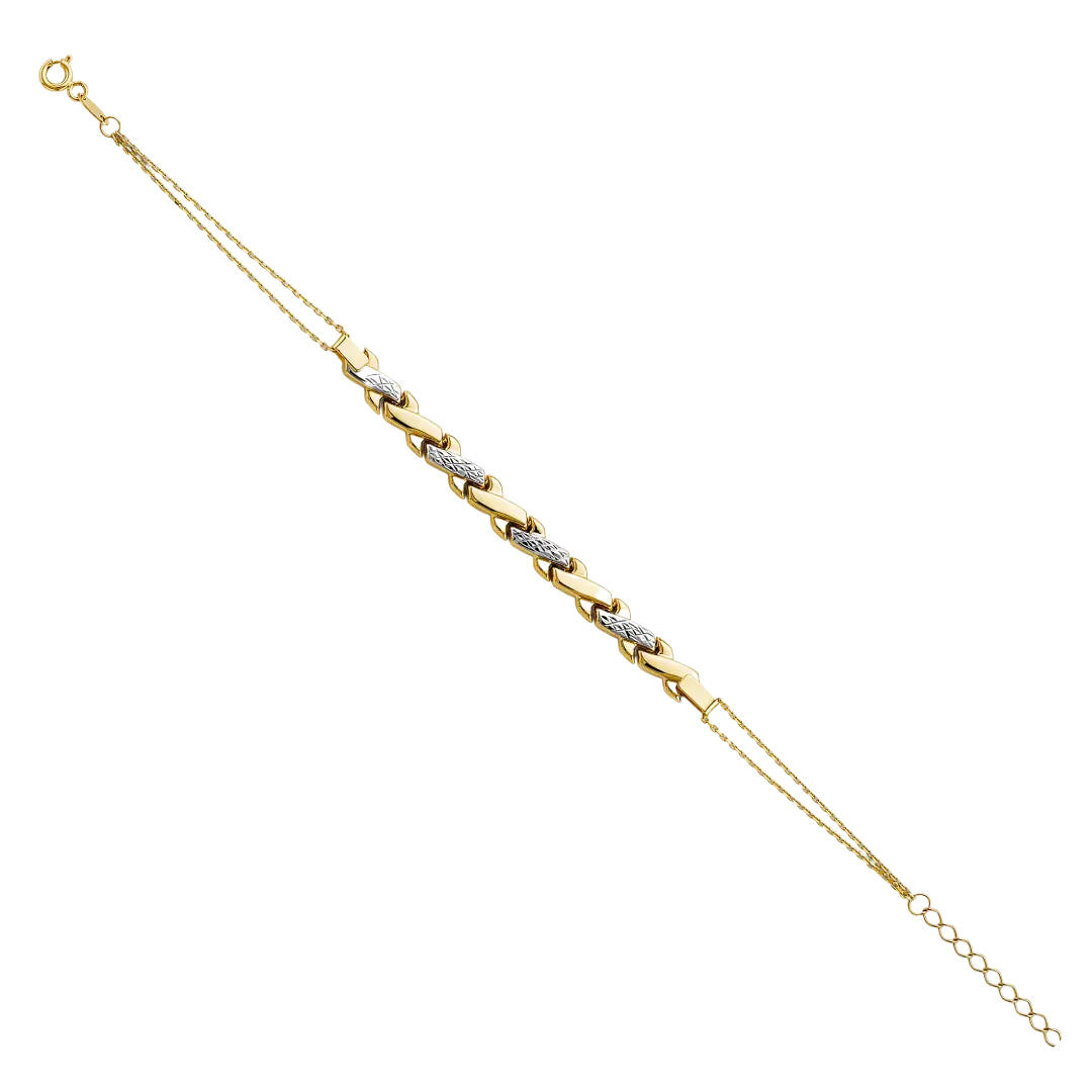 Center Stampato Bracelet - 14k Two Tone Gold