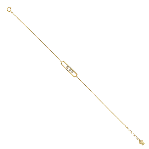 CZ Center ID Bracelet - 14k Yellow Gold