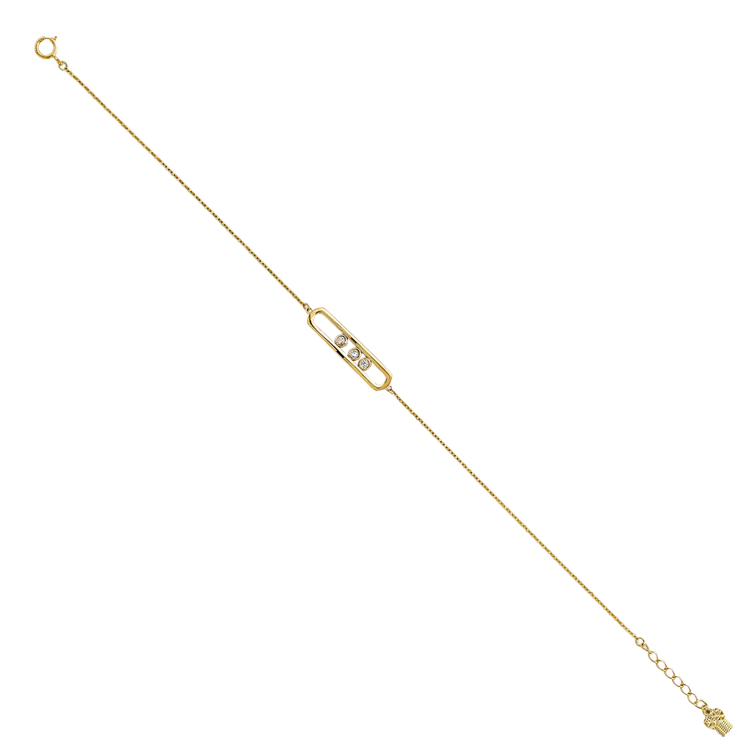 CZ Center ID Bracelet - 14k Yellow Gold