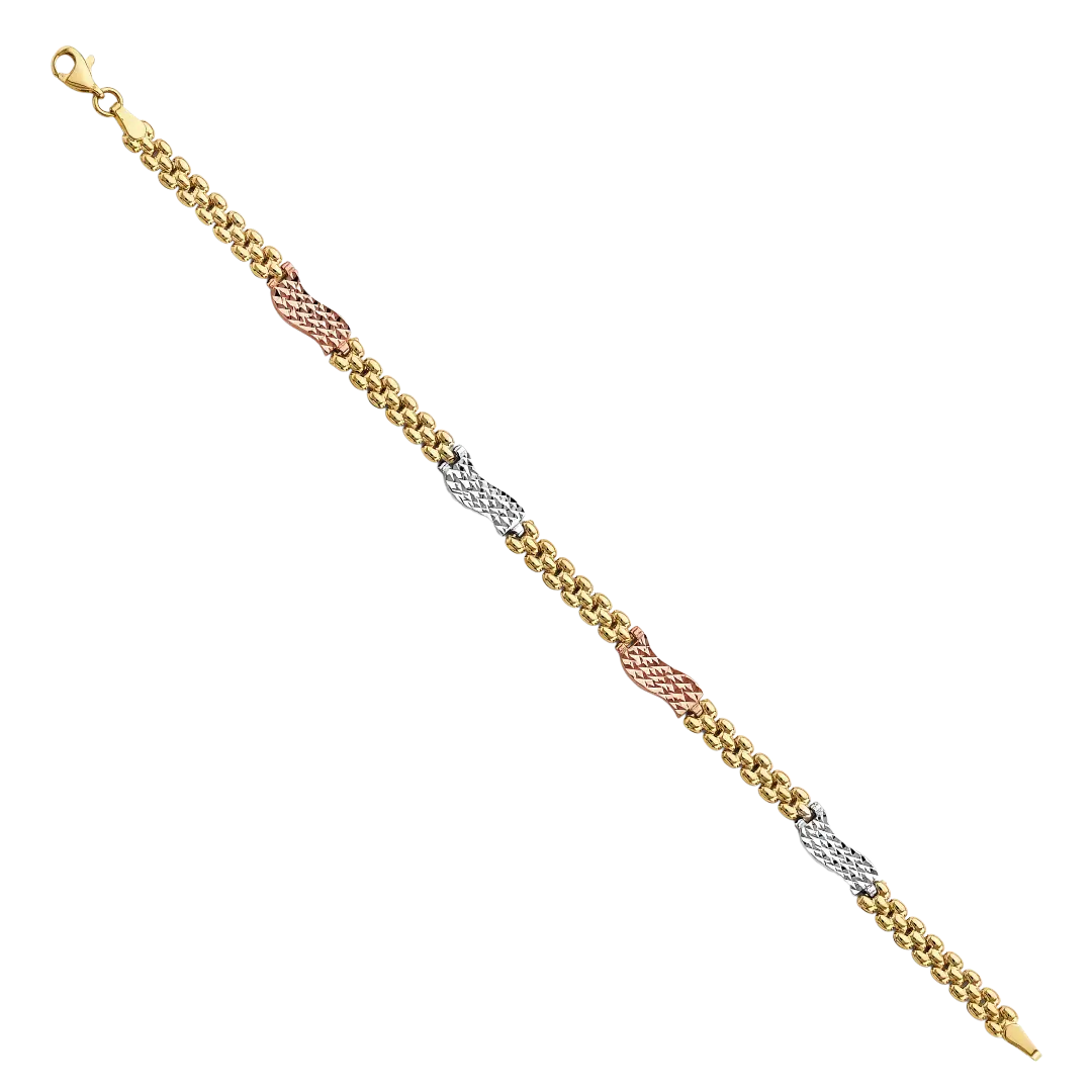 Fancy Bracelet - 14k Tri Color Gold