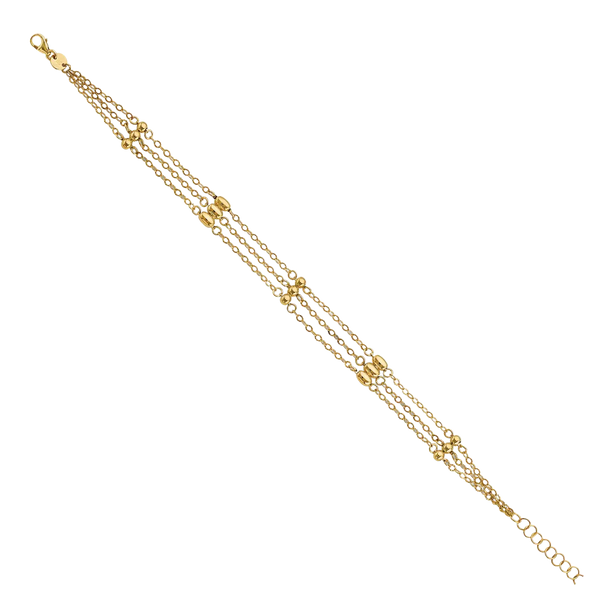 3 Line/Ball Bracelet - 14k Yellow Gold