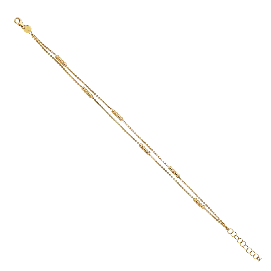 2 Line Ball Bracelet - 14k Yellow Gold