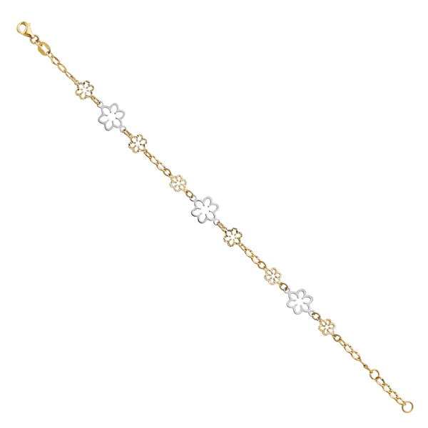 Flower Bracelet - 14k Two Tone Gold