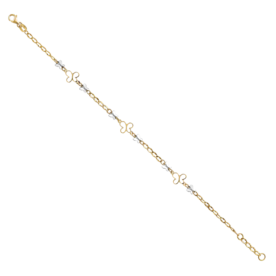 Butterfly Bracelet - 14k Two Tone Gold