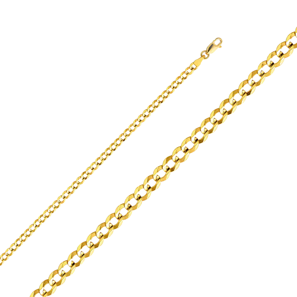 Cuban Concave Open Light Chain - 14k Yellow Gold 3.6mm