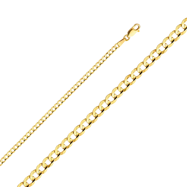 Cuban Concave Chain - 14k Yellow Gold 3.2mm