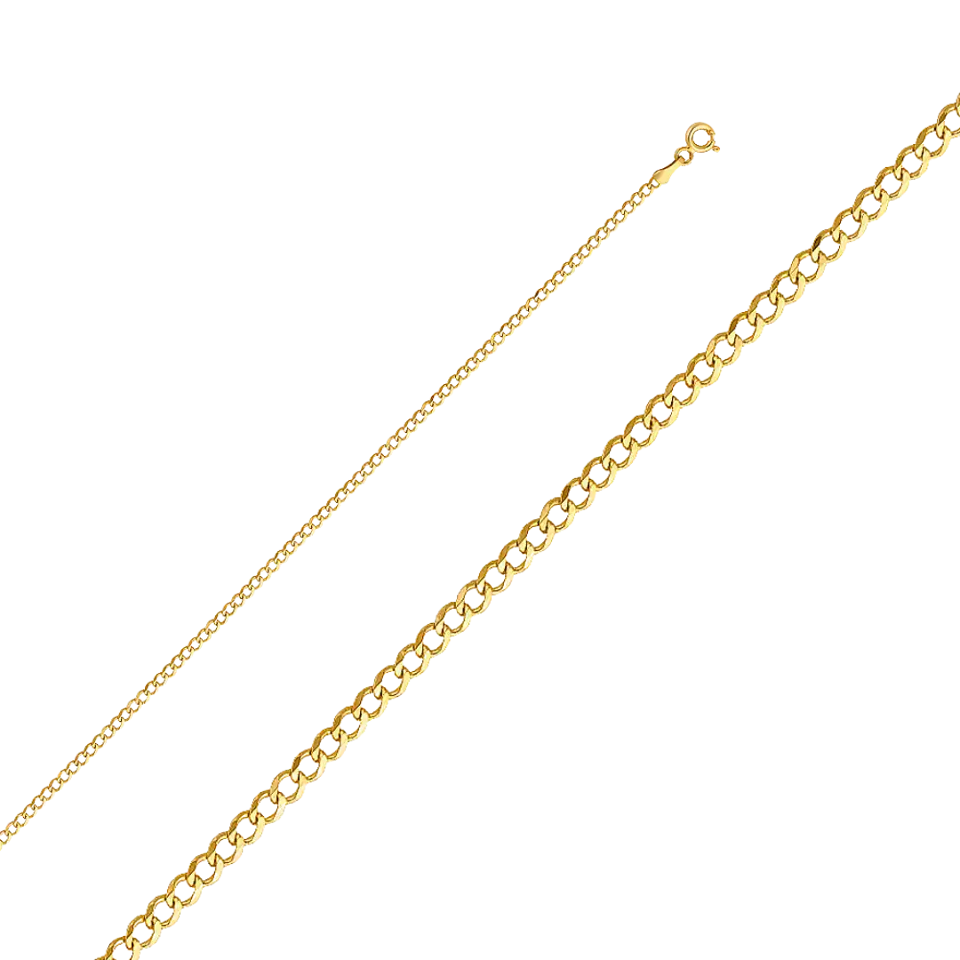 Cuban Concave Chain - 14k Yellow Gold 2.2mm