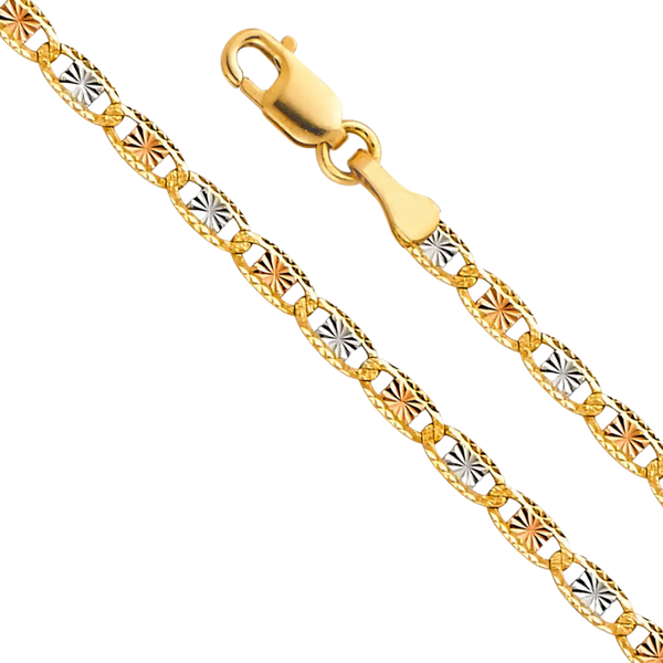 Valentino Star Edge DC Chain - 14K Tri Color Gold 2.6mm