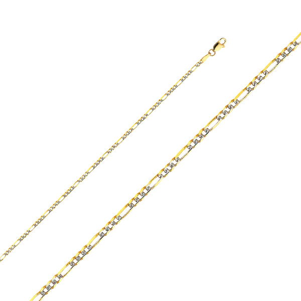 Figaro Light White Pave Chain - 14k Yellow Gold 2.2mm