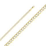 Cuban Open Light White Pave Chain - 14k Yellow Gold 4.7mm