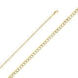 Cuban White Pave Chain - 14k Yellow Gold 3.2mm