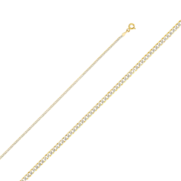 Cuban White Pave Chain - 14k Yellow Gold 2.2mm