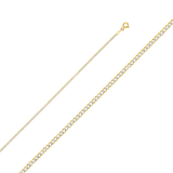 Cuban White Pave Chain - 14k Yellow Gold 2.2mm