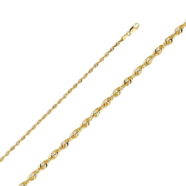 Solid Super Light Rope Chain - 14k Yellow Gold 2.8mm