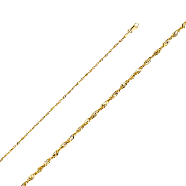 Solid Super Light Rope Chain - 14k Yellow Gold 1.9mm