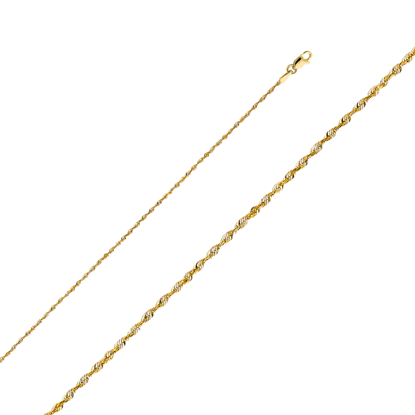 Solid Super Light Rope Chain - 14k Yellow Gold 1.5mm