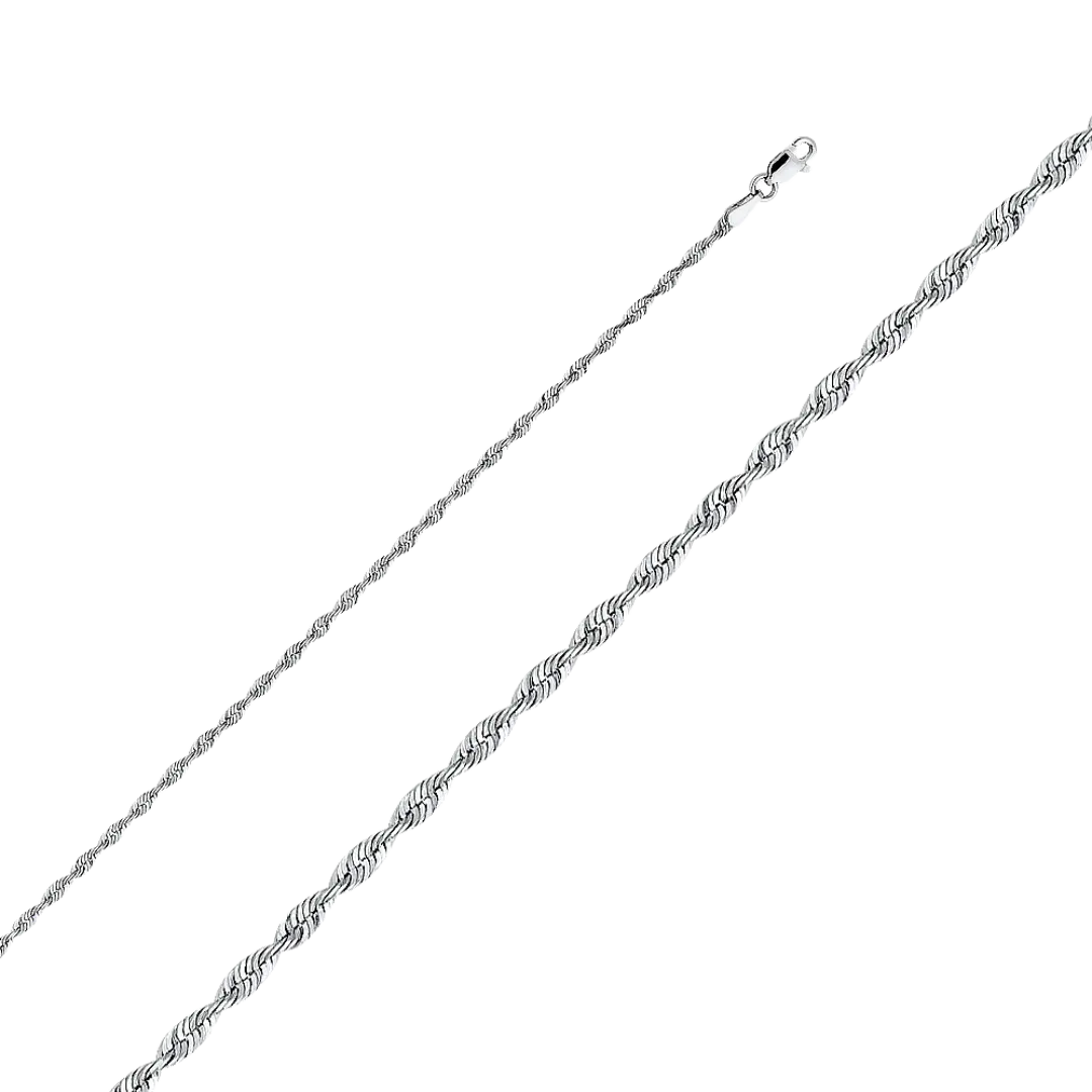 Solid Super Light Rope Chain - 14k White Gold 2.3mm