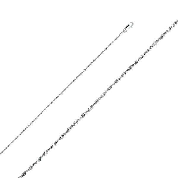 Solid Super Light Rope Chain - 14k White Gold 1.5mm