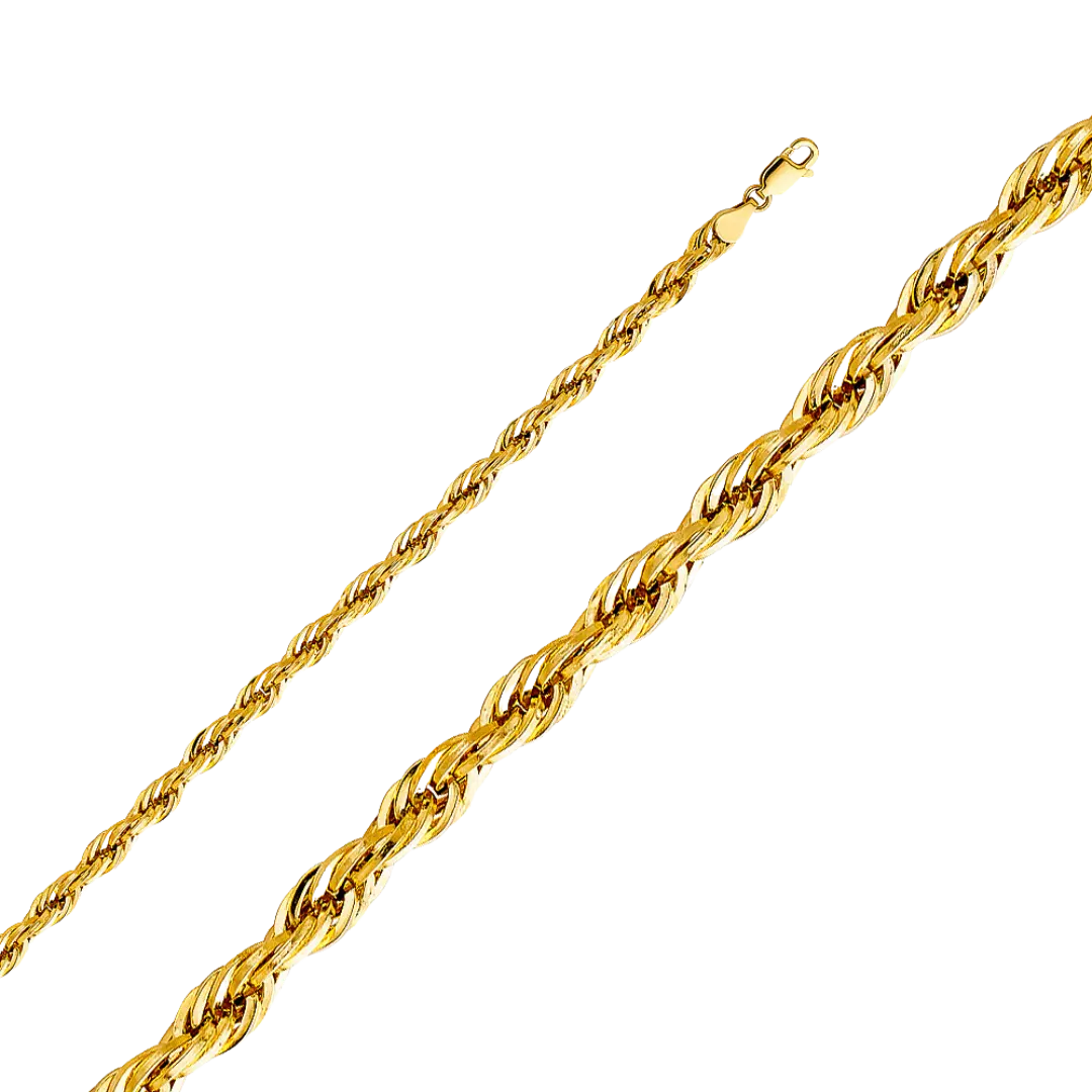 Open Hollow Rope Chain - 14k Yellow Gold 4.6mm