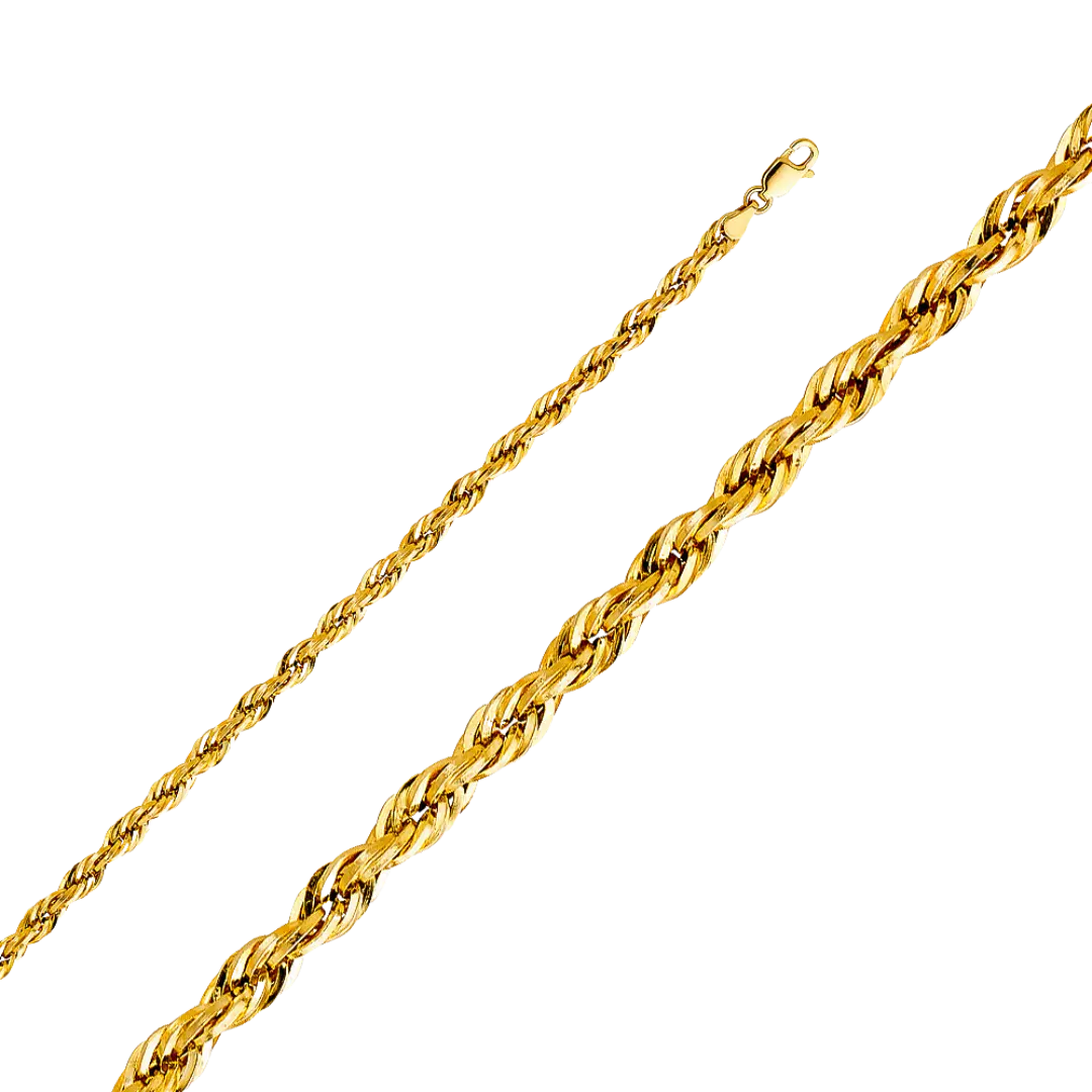 Open Hollow Rope Chain - 14k Yellow Gold 3.8mm