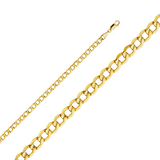 Hollow Bevelled Curb Chain - 14k Yellow Gold 5.1mm